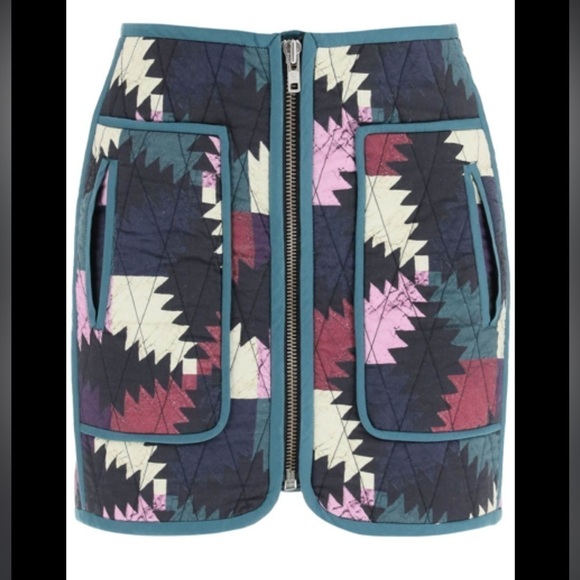 Isabel Marant Etoile- Hamlin Multicolored Patchwork Quilted Zipper Mini Skirt - Picture 3 of 11